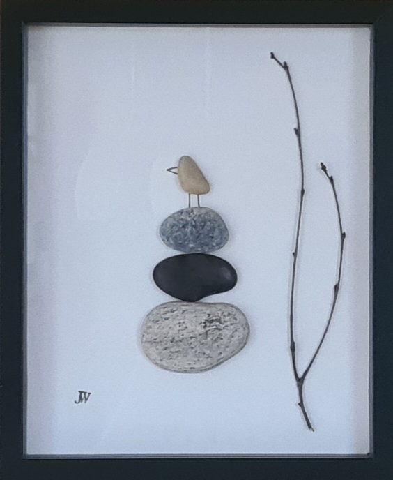 Steinmännchen mit Vogel